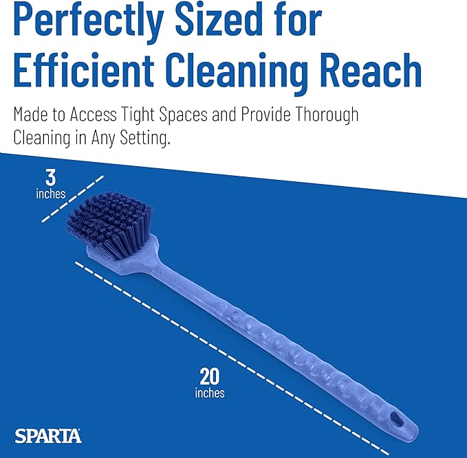 SPARTA 40501EC14 Plastic Large Scrub Brush, Kitchen Brush, Utility Brush With Long Handle For Cleaning, 20 Inches, Blue