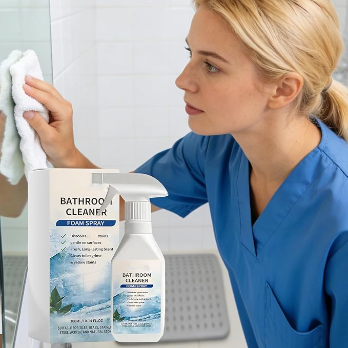 300ML Scale Remover Bathroom Cleaner, Scale Removal Bathroom Cleaner, Powerful Scale Remover, Bathroom and Shower Foamer Aerosol, Suitable for Tiles, Glass, Stainless, Steel, Natural Stone (1PC)