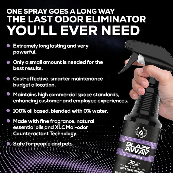 Blaze Away Commercial Air Freshener & Odor Eliminator for Strong Odor - Industrial-Grade Room Spray & Room Deodorizer for Home, Car, Smoke & Pet Odors - Long-Lasting Odor Absorber, Room Fresheners
