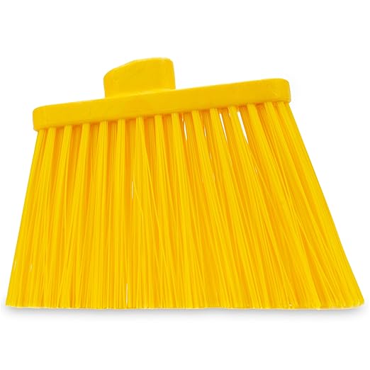 SPARTA Plastic Broom Head, Angled, Un-Flagged for Large Debris Indoor, Outdoor, Home, Restaurant, Lobby, Office, 12 Inches, Yellow, (Pack of 12)