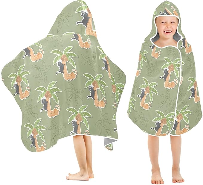 susiyo Kids Hooded Bath Towel Cats Plam Beach Towel for Kids 23.5 x 50 Inch Microfiber Soft Absorbent Quick Dry Bath Swim Pool Towel Wrap Poncho Bathrobe with Hood for Kids Toddler