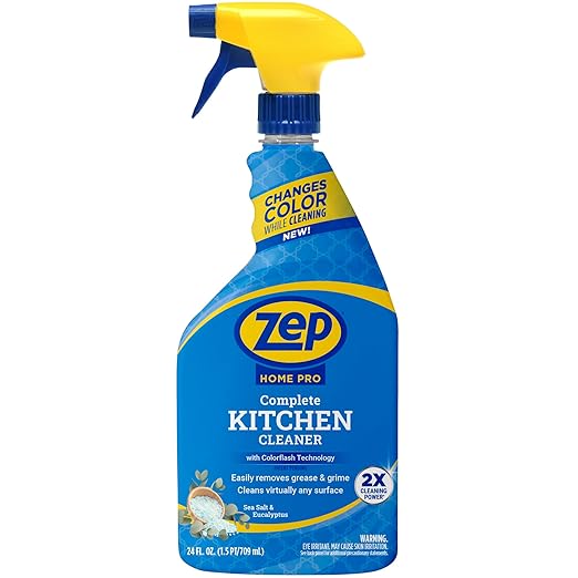 Zep Home Pro Complete Kitchen Cleaner with Color Flash Technology - 24 oz (Pack of 1) - R55206 - Patent Pending Formula Changes Color From Blue to White as it Cleans Away Grease