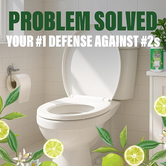 Green Gobbler Stink Buster Toilet Deodorizer & Cleaner For After You Go – Fresh Lime Scent, Bleach-Free, Enzyme Enhanced, Safe for Toilet, Pipes & Septic, Eliminates Odors & Residue, 15+ Uses