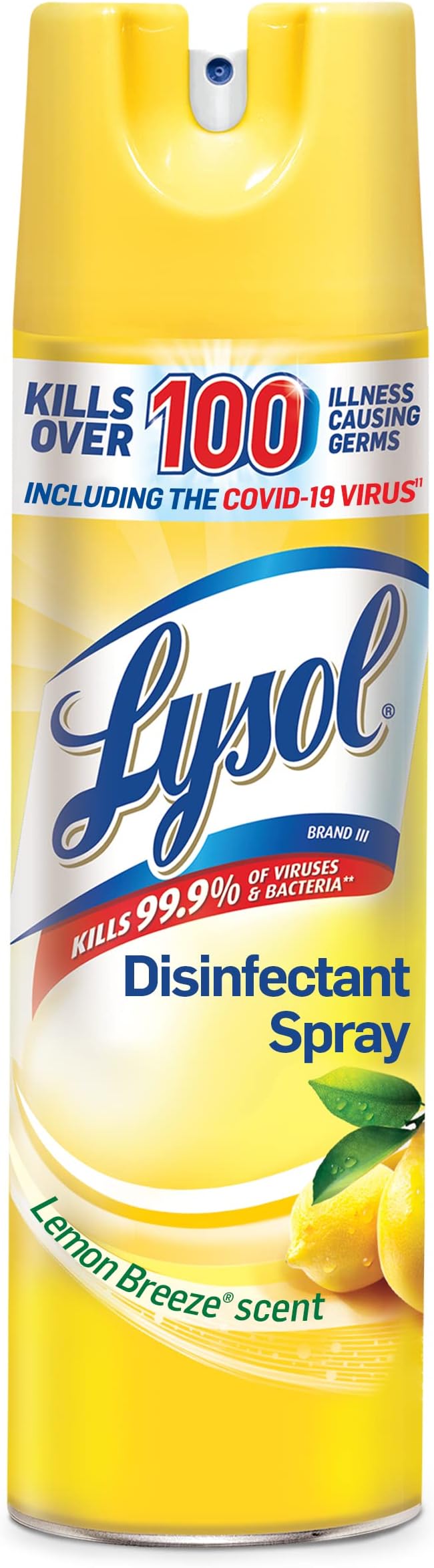Lysol Disinfectant Spray, Household Cleaning Supplies, Disinfecting Multi-Purpose Room Spray, Antibacterial Sanitizer, Deodorizer, Kills Hantavirus, Lemon Breeze, 19 Fl Oz