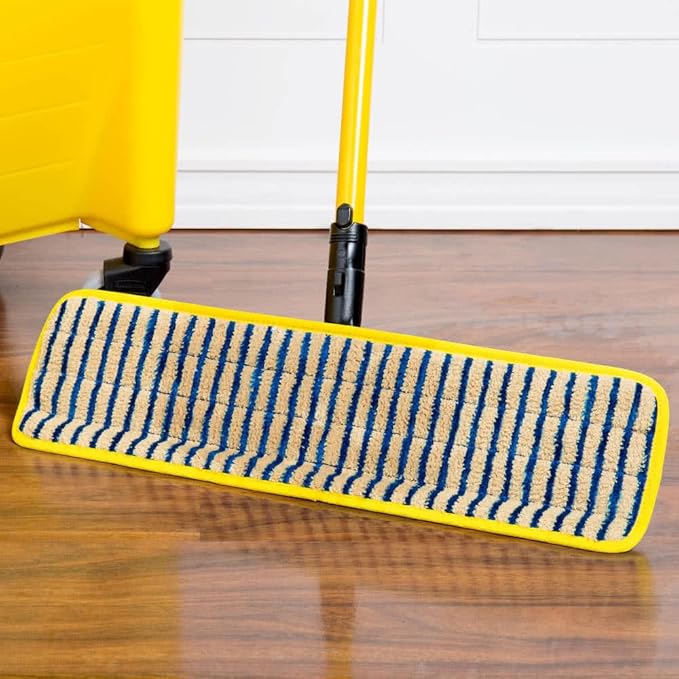 Rubbermaid Commercial Products HYGEN Microfiber Super Scrubber Damp Mop Pad, 18-inch, Yellow, for Floor Cleaning on Title/Hardwood/Laminate Floors