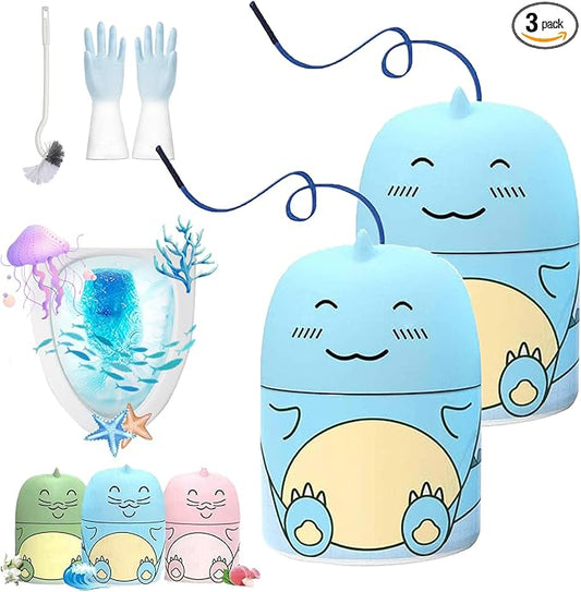 Magic Toilet Cleaning Bottle, Magic Toilet Bowl Cleaner with Carrying Rope, Cute Dinosaur-Shaped Toilet Bowl Cleaner Bottle, Long-Lasting Fresh Scent, One Dinosaur for Three Months (2-Ocean)