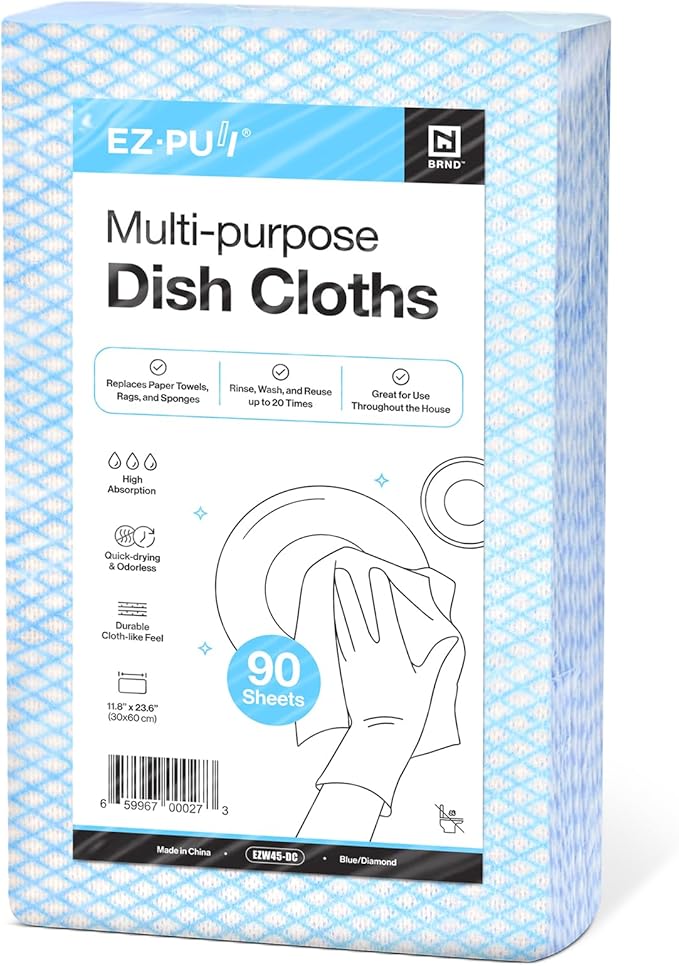 EZbrnd Ultra Deluxe Disposable Cleaning Dish Cloths, Reusable Handy Wipes, Quick-Dry Wiper Towel Rag, 90sheets/pk (Large Sheet)