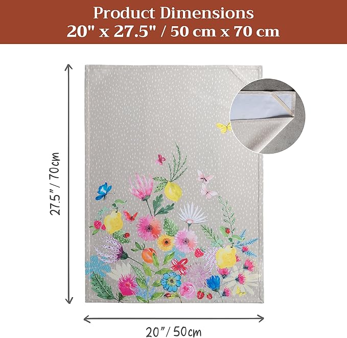 Maison d' Hermine Kitchen Towels Set of 3 100% Cotton 27.50" x 20" Reusable Cloth Tea Dish Towels Absorbent with Hanging Loop for Kitchen Farmhouse Hotel Spring Summer - Jardin D'Ete - Fog