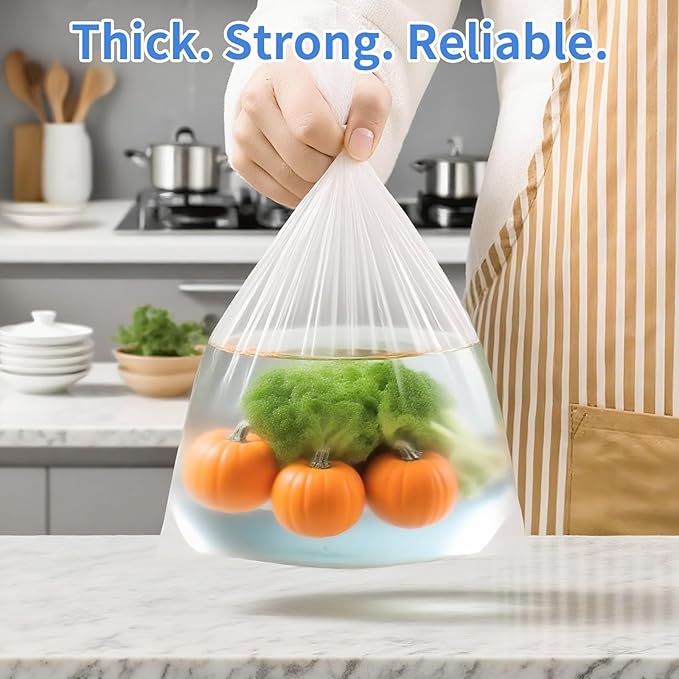 Clear Plastic Bags Roll - 2 Rolls 10x14 Food Storage bags, Leakproof Perforated Produce Bags, Vegetables, Fruits, Pet Waste, Trash Can Liners，Food Storage Bags, 500 Bags/Roll(2 Roll)