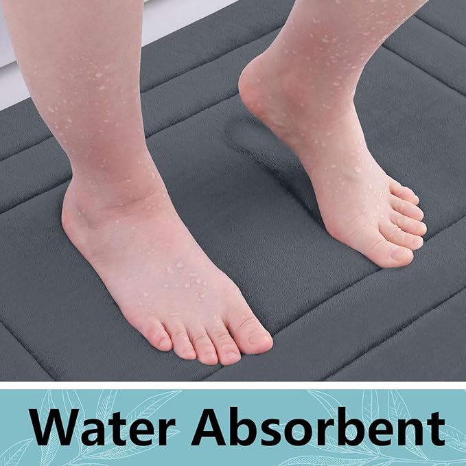 Arotive Memory Foam Bathroom Rug Mat 36x24, Ultra Soft and Absorbent Bath Mat, Machine Wash Dry, Comfortable Bath Rug Carpet for Bathroom Floor, Tub and Shower, Dark Grey