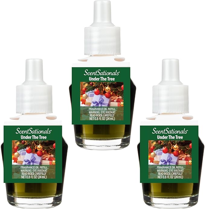 ScentSationals Under the Tree Fragrance Oil Plug In Air Freshener Refills 3-Pack - Works with Scentsationals Wall Plugs, Long-Lasting Home Fragrance, 0.8 fl oz Each, Packaging May Vary