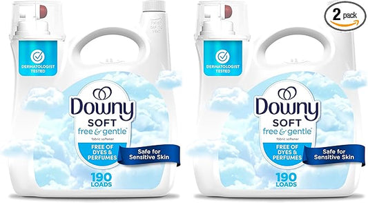Downy Free & Gentle Liquid Fabric Softener,140 fl oz,190 Loads,Hypoallergenic,Sensitive Skin Friendly Fabric Conditioner Liquid,(Pack of 2)