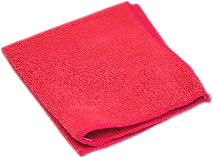 Clara Clark Soft Microfiber Cleaning Cloth Set of 12-12 x 12 inches, Medium, Red
