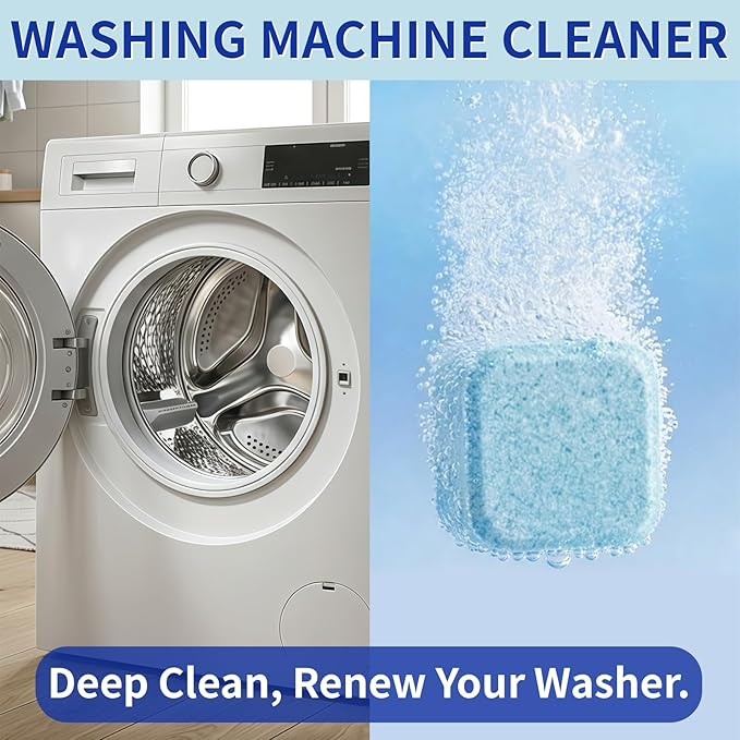 Washing Machine Cleaner Tablets for Pet Owners -24Pack, Deep Clean Descaler,Tackles Cat & Dog Hair,Freshens Odors & Laundry Detergent Residue,Septic Safe,HE Top &Front Load Washer-1Year Supply