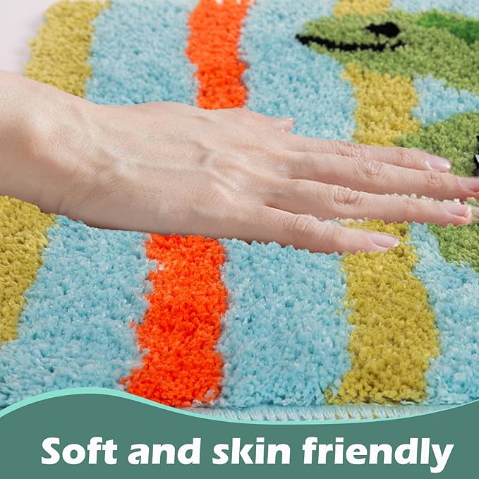 Beach Turtle Bathroom Mat, Blue Sea Life Tufted Bath mat Non Slip, Machine Washable Cute Kids Bathtub mat Bathroom Bedroom Decoration 31.5x19.7 inches (Turtle)