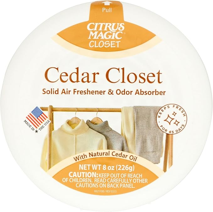 Citrus Magic For Closets Odor Absorbing Solid Air Freshener, 8-Ounce. (Cedar Closet)