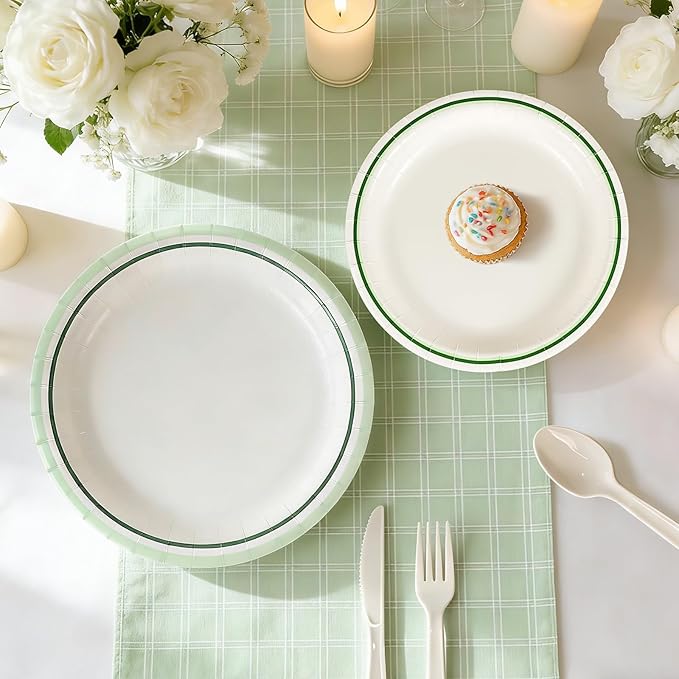 Paper Plates Disposable with Cutlery, 50 Serves Dinner Plates Sets, Heavy Duty Plates Disposable Supplies for Graduation/Retirement Party, Picnic, BBQ, Microwave, Breakfast, Lunch & Dinner