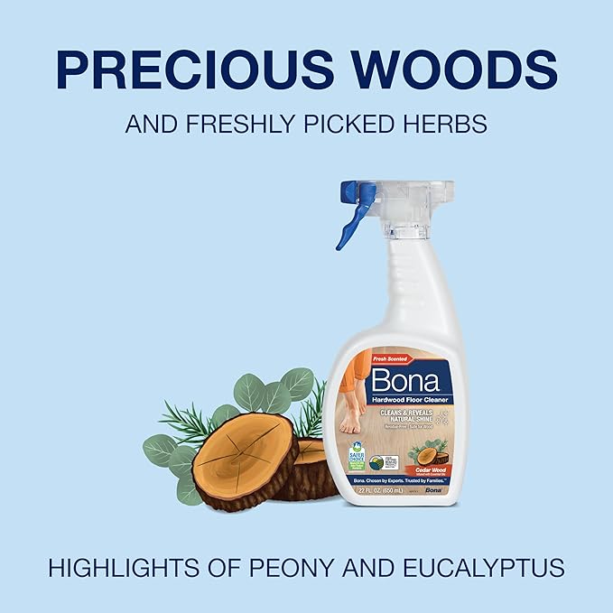 Bona Hardwood Floor Cleaner Spray - 32 fl oz - Cedar Wood Scent - Refillable - Residue-Free Floor Cleaning Solution for Wood Floors
