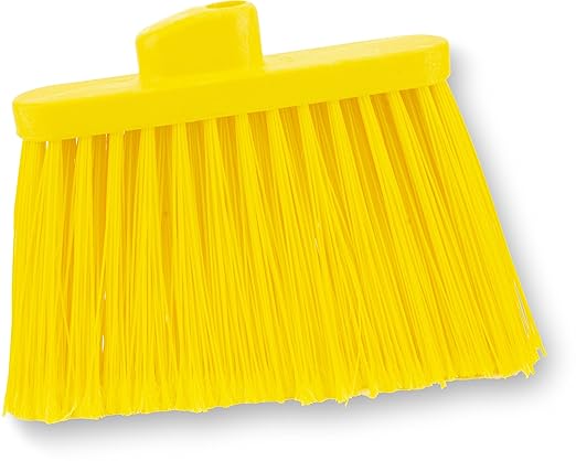 SPARTA Plastic Broom Head, Angled, Flagged for Small Debris Indoor, Outdoor, Home, Restaurant, Lobby, Office, 12 Inches, Yellow