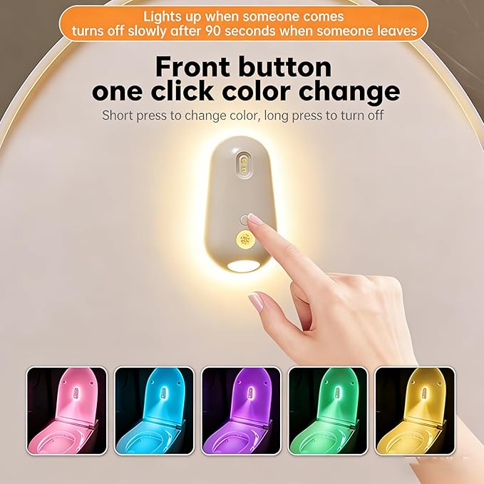 Self Cleaning UV Toilet Sanitizer and Night Light, Toilet Sanitizer and Night Light, Smart Easy Tool-Free Installation for Restroom, Washing Machine, Cabinet (2 Pcs)