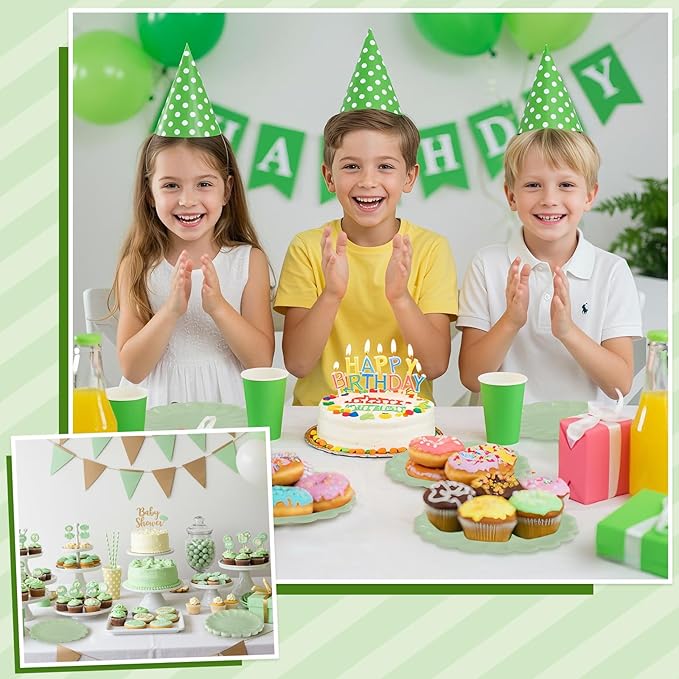 NatNarr 30 Pcs Sage Green Paper Plates 9.5 In Green Plates Disposable Heavy Duty Scalloped Party Plate with Shell Edge for Wedding Birthday Bridal Shower Baby Shower