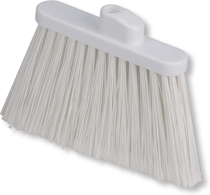 SPARTA 41082EC02 Plastic Color Coded Broom, Flagged Bristles, Long Broom With Angled Head For Large Debris, 56 Inches, White
