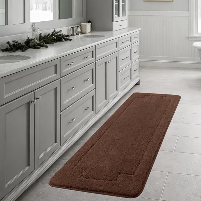 Bath Rugs Bathroom Mat Soft Absorbent Plush Shaggy Soft Floor Non Slip Shower Bath Tub Machine Washable