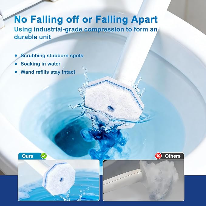 30pcs Toilet Cleaner Refill Pads for Clorox Wand, Upgrade 3-Layer Toilet Scrubber Refills, Premium toilet of wand refills, Won't Fall Apart, Safe On Porcelain