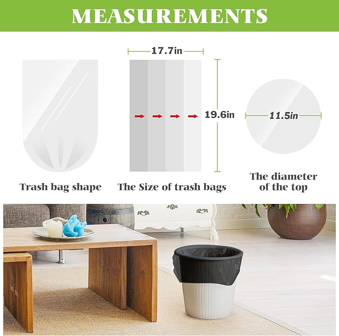 4 Gallon 300 Counts Strong Trash Bags Garbage Bags by Teivio, Bathroom Trash Can Bin Liners, Small Plastic Bags for home office kitchen, Black