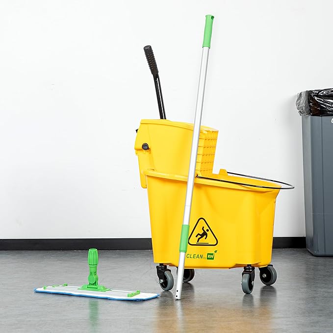 Restaurantware-HANDLE ONLY: Clean Tek Professional 60 Mop Handle, 1 Telescopic Mop Stick - Frame And Pads Sold Separately, Extends Up To 60 Inches, Green Aluminum Adjustable