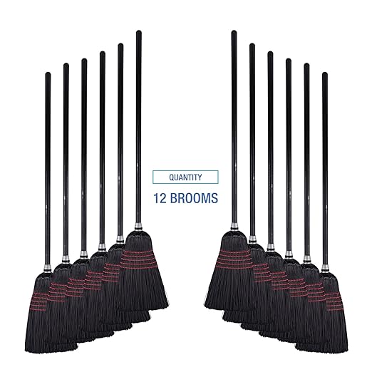 Boardwalk BWK930BP Flagged Tip Poly Bristle Janitor Brooms, 57-58-1/2", Natural/Black (Case of 12)