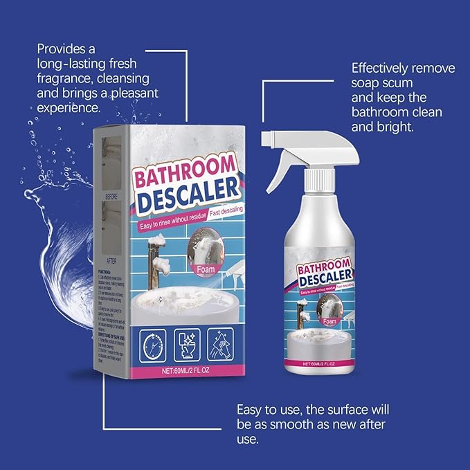Bubble Cleaner Foam - Upgrade Bathroom Descaler Foam Cleaner, Bath-Room Glass Descaler To Tile Faucet Remover Tub Cleaner 60ml (1)