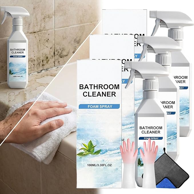 Scale Remover Bathroom Cleaner, 3.38OZ Bathroom Cleaner Foam Spray for Shower, Glass, Tiles, Stainless Steel, Glass and Toilet