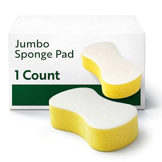 Restaurantware Sponge and Scouring Pad Combo 1 Count 9.4 x 5.1 x 2.7 Inches Plastic Multi-Surface Scrubber Flexible Cleaning Sponge for Commercial Kitchens