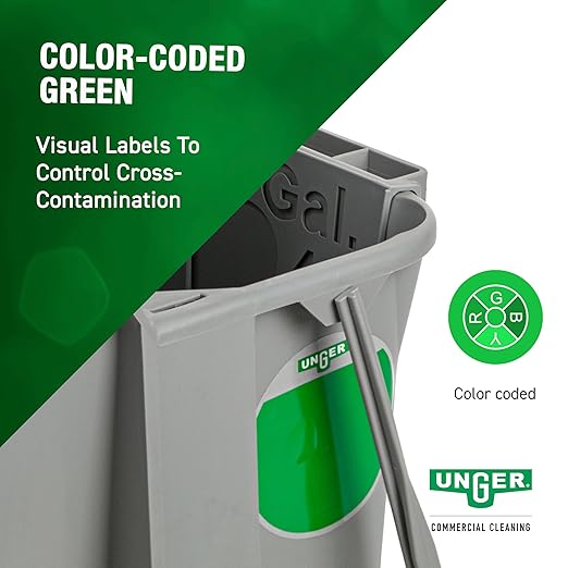 Unger Commercial Desk and Table Cleaning Kit - Dual-Compartment Bucket with Flat Mop System for Offices Schools & Facilities, Efficient Surface Cleaning System - CK047