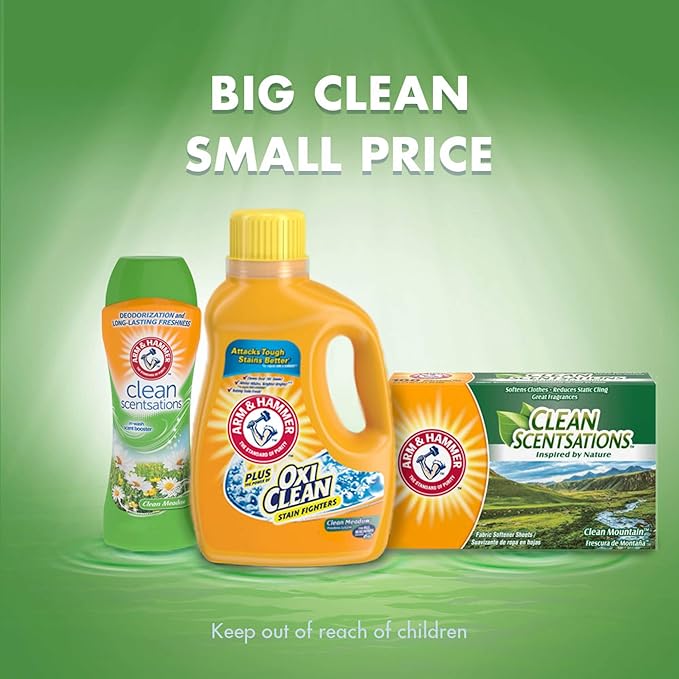 ARM & HAMMER Clean Scentsations In-Wash Scent Booster, Laundry Scent-Booster Clean Meadow scent, 24 Oz (Pack of 2)