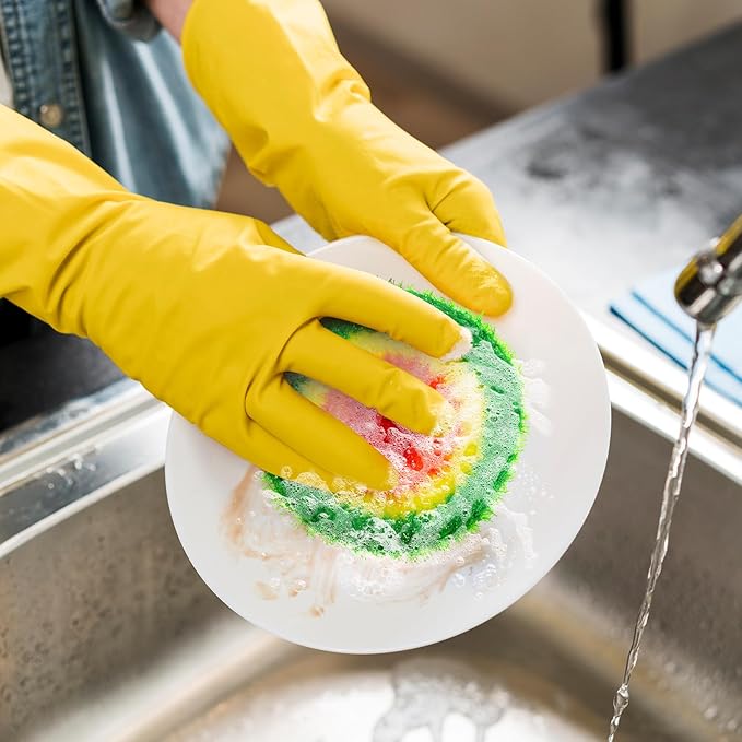DECHOUS Dish Scrubber Sponge Set: Non Scratch Reusable Dish Sponges for Kitchen Cleaning - Cute Polyester Scouring Pads for Cookware Pots Pans Sink Household Use