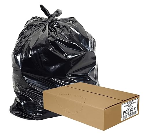 Aluf Plastics 65 Gal Black Heavy Duty Garbage Bags 1.5 Mil - 50"x 48" - Pack of 50 - For Contractor, Outdoor, Construction, & Storage
