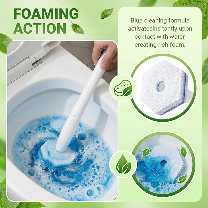 50PCS Toilet Bowl Cleaner Refills, Disposable Wand Refills Compatible with Most Systems, Scrubber Refill Heads for Bathroom Cleaning