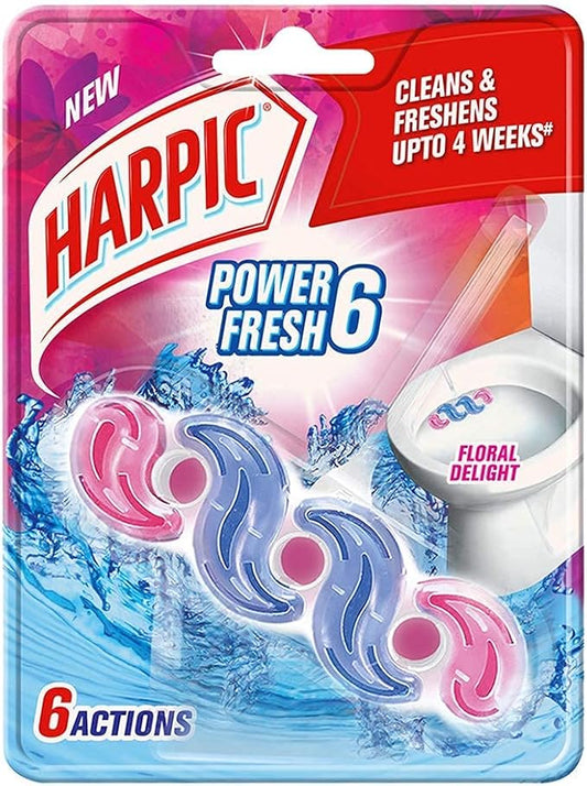 Harpic 35 gm - Floral Delight, Power Fresh 6 Toilet Cleaner Rim Block | Toilet flush cleaner blocks