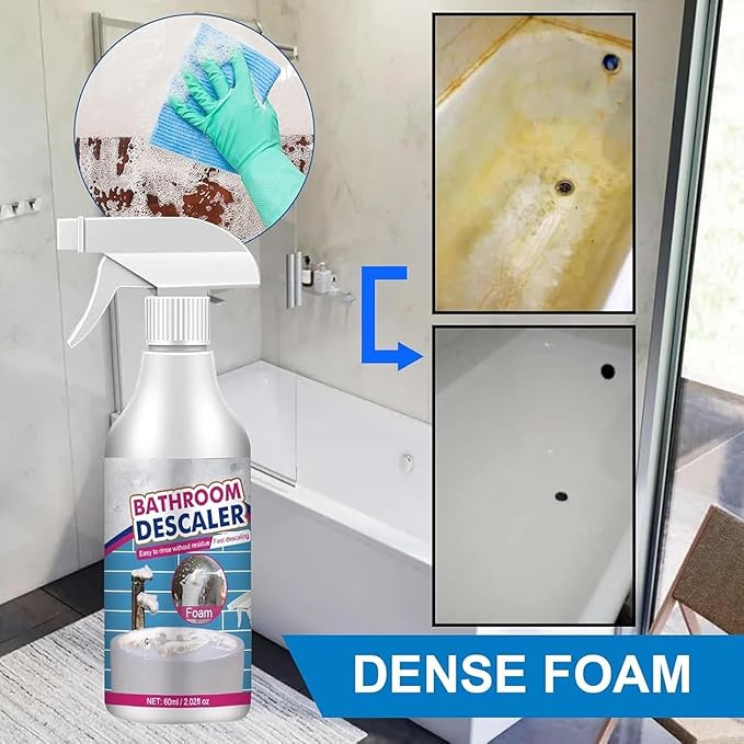 Bathroom Descaler Foam Cleaner Spray, Stubborn Stains Cleaner, All-Purpose Bathroom Descaler Foam Spray, For Bathtub, Toilet, Glass, Faucet