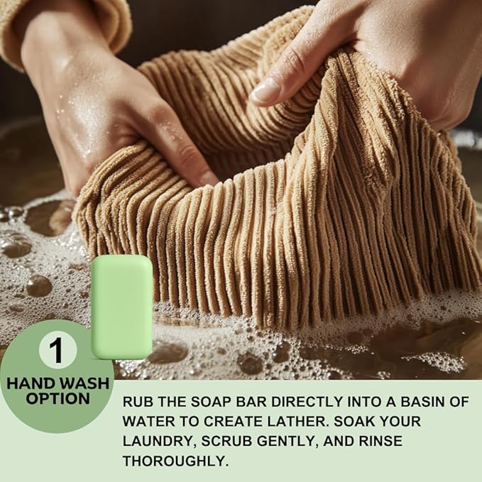 Hypoallergenic Laundry Soap Bar with Green Tea for Sensitive Skin - 2Pcs