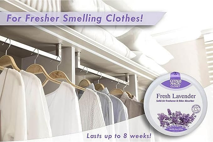 Citrus Magic For Closets Odor Absorbing Solid Air Freshener, 8-Ounce (Fresh Lavender)