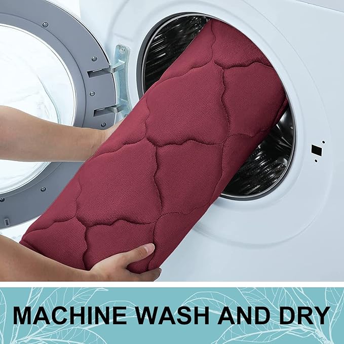 OLANLY Memory Foam Bath Mat Rug 44x24, Ultra Soft and Absorbent Bathroom Rugs, Non-Slip, Comfortable, Machine Washable Bath Carpet for Bathroom Floor, Tub, Shower and Home Decor Accessories, Burgundy