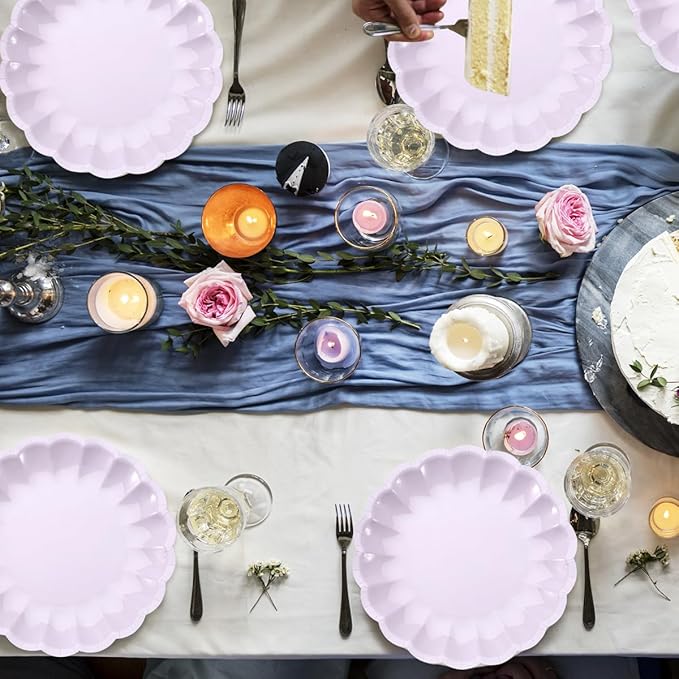 BHHQHH 50Pcs Disposable Scalloped Paper Plates 9 Inch Shell Edge Dinner Paper Plates for Wedding Baby Shower Birthday Party Bridal Party Decorations (Pink)