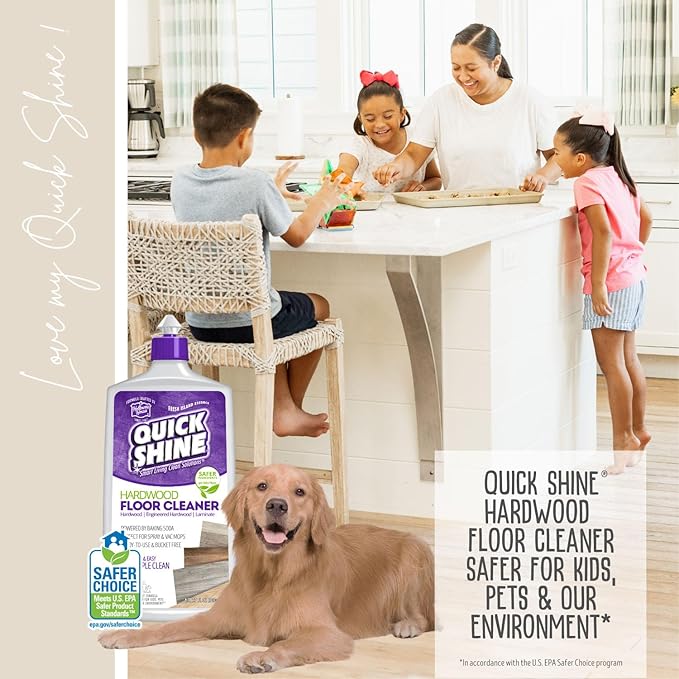Quick Shine Hardwood Floor Cleaner 27oz, 2Pk| Use in Spray & Vac Mops| Removes Dirt & Scuff Marks| Ready-to-Use, Streak Free, No Rinse| Safer Choice Cleaner| Perfect for Gentle and Effective Cleaning