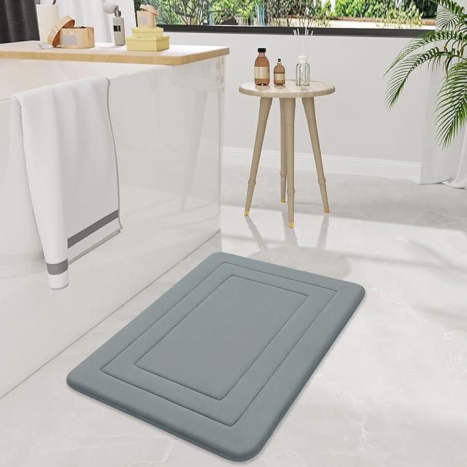 Arotive Memory Foam Bathroom Rug Mat 47x24, Ultra Soft and Absorbent Bath Mat, Machine Wash Dry, Comfortable Bath Rug Carpet for Bathroom Floor, Tub and Shower, Grey