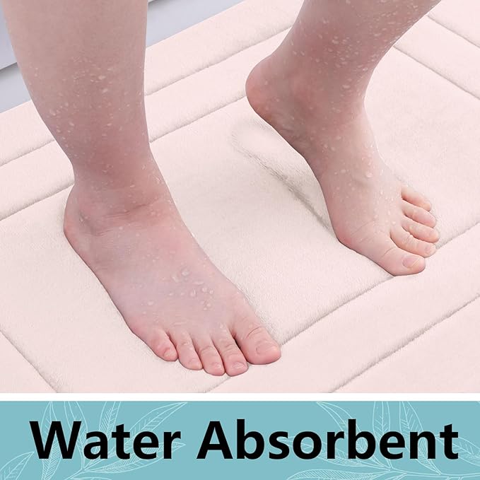 Arotive Memory Foam Bathroom Rug Mat 36x24, Ultra Soft and Absorbent Bath Mat, Machine Wash Dry, Comfortable Bath Rug Carpet for Bathroom Floor, Tub and Shower, Pink