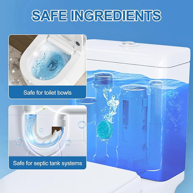 Toilet Bowl Cleaner Tablets Blue Toilet Tank Cleaners, Septic-Safe Hard Water Stain Remove,， Automatic Toilet Cleaning & Deodorizer, Fresh Scent Automatic Toilet Cleaning & Deodorizer 50 TabsIII-JJ