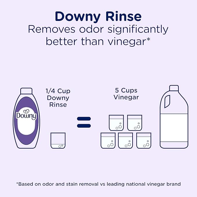 Downy RINSE & REFRESH Laundry Odor Remover and Fabric Softener, Fresh Lavender, 48 fl oz, Safe on ALL Fabrics, Gentle on Skin, HE Compatible